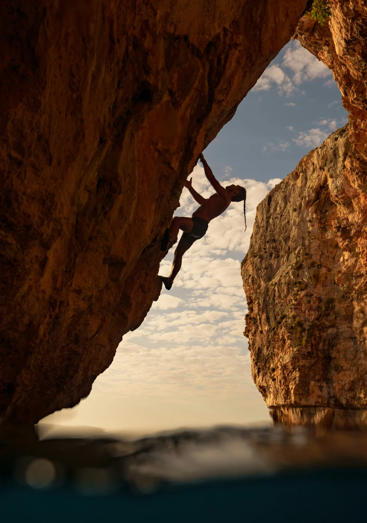 Rock climber on a cliff