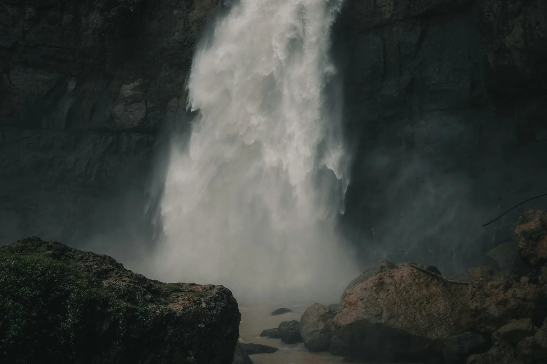 Waterfall in a rocky landscape