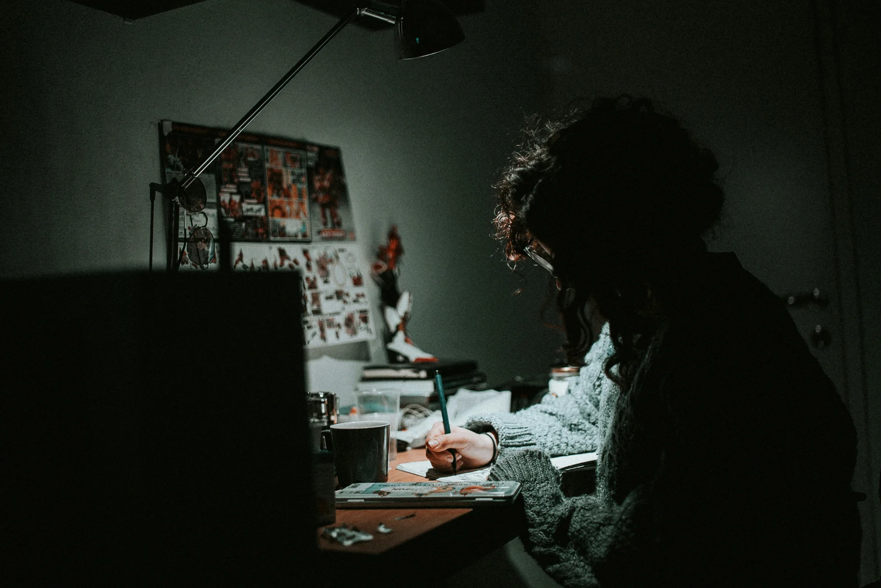 A person working at a desk