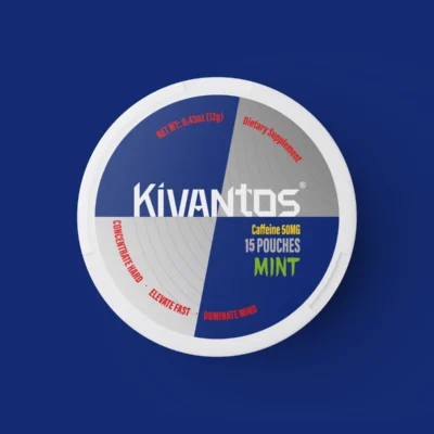 KIVANTOS Mint caffeine pouch can; sold as a four-can pack